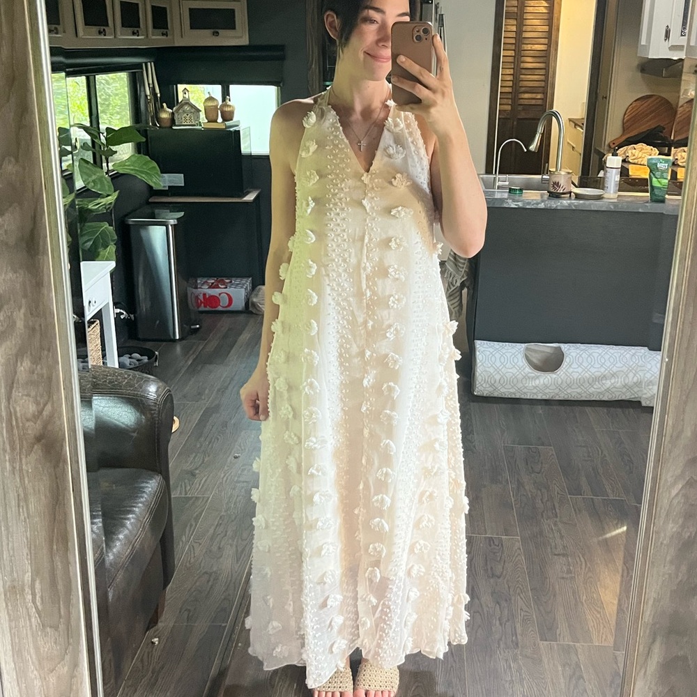 SHEIN Cream Textured Maxi Dress